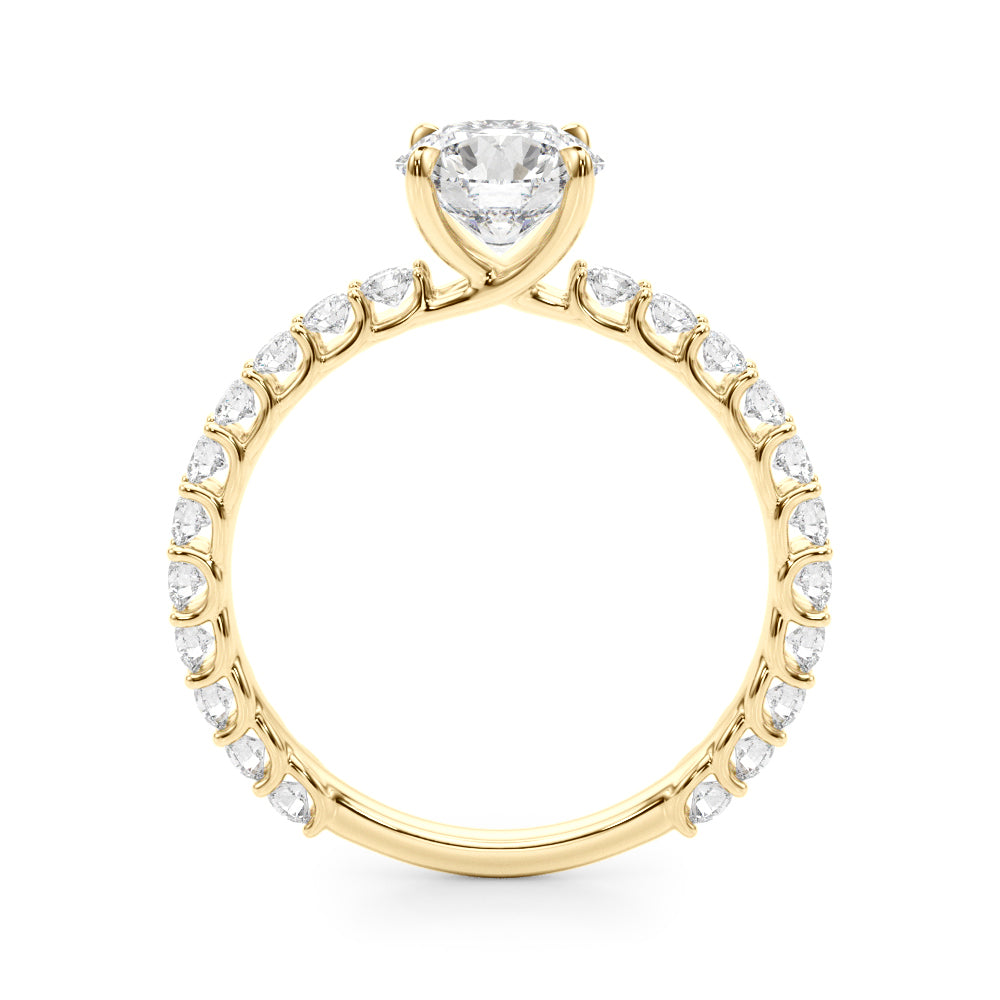 18K Yellow Gold Round Diamond Engagement Ring