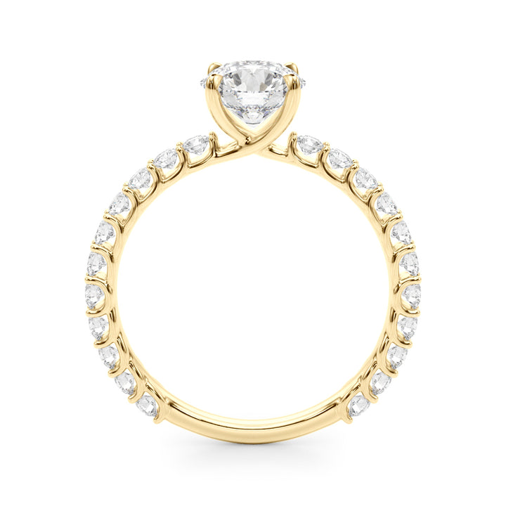 18K Yellow Gold Round Diamond Engagement Ring