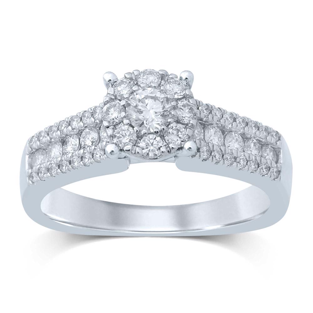 Chic 14k White Gold Lab-Grown Diamond Womens Fashion Ring