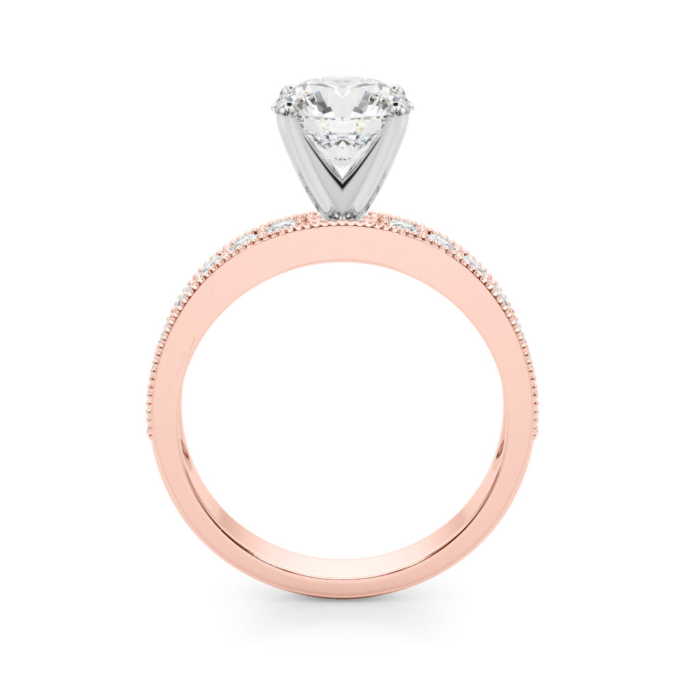 14K Rose Gold Round Diamond Single Row Ring