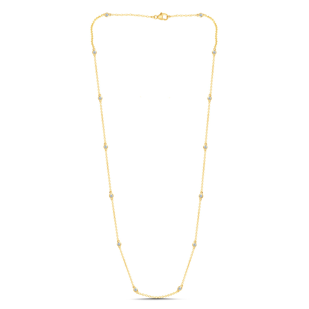 14K Yellow Gold Lab Diamond Delicate Chain Necklace