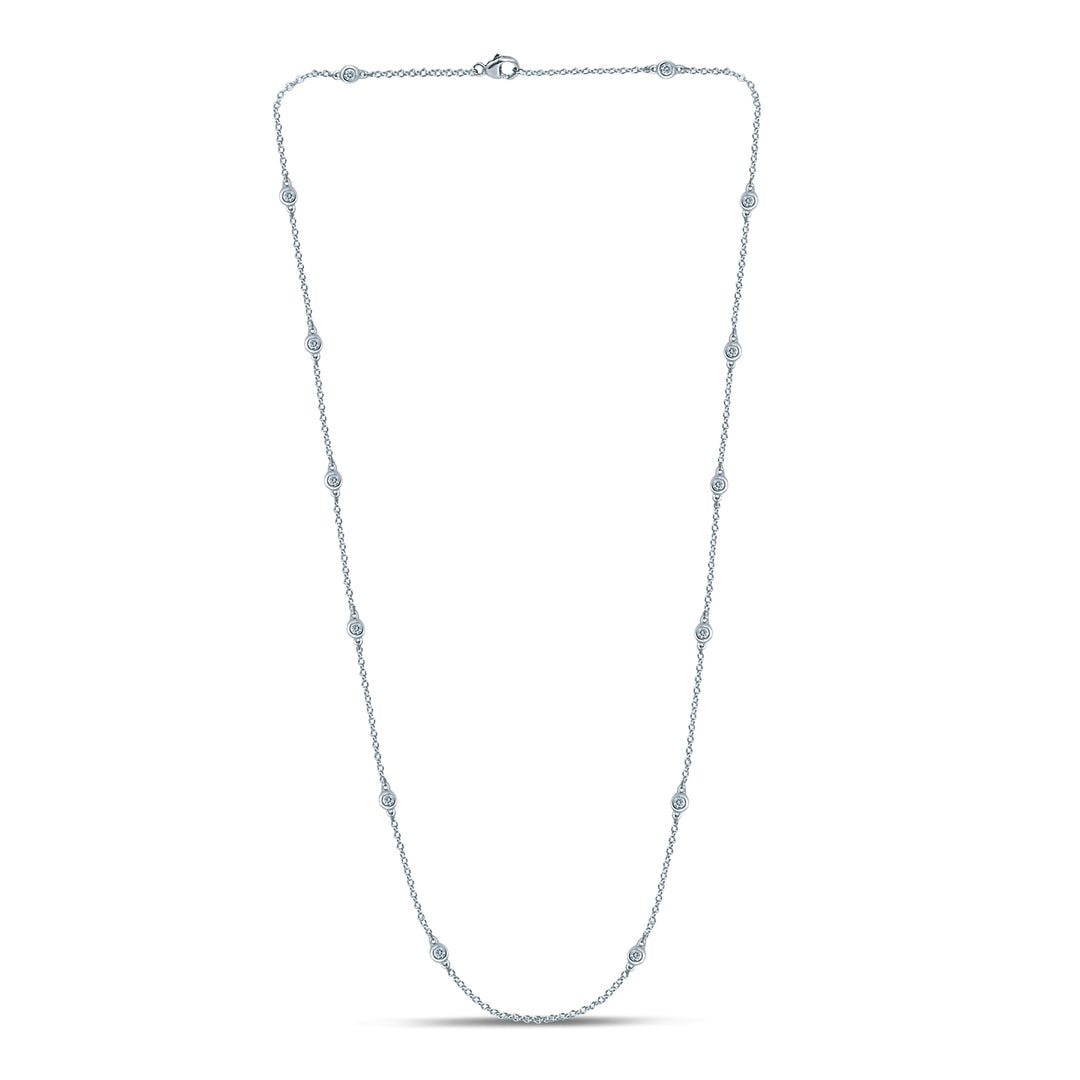 14K White Gold 0.42CT Lab Diamond Womens Chain Necklace