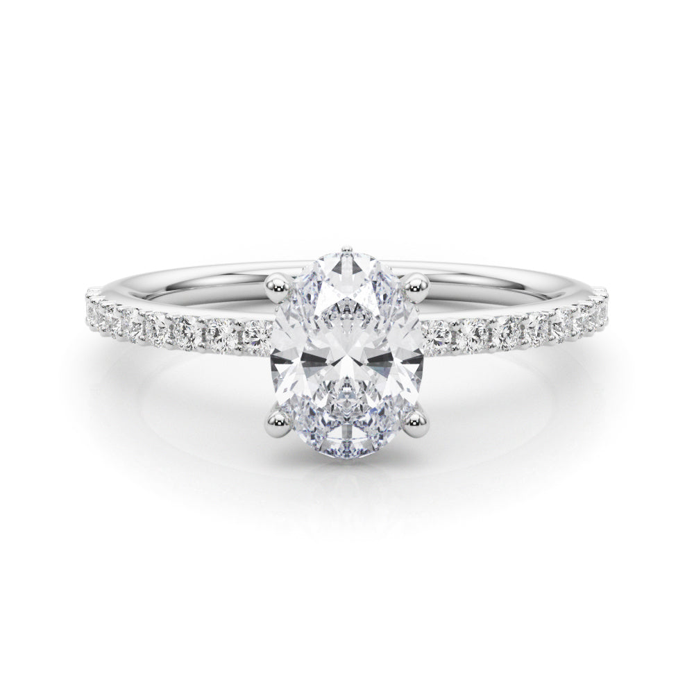 18K White Gold Lab Diamond Hidden Halo Oval Ring