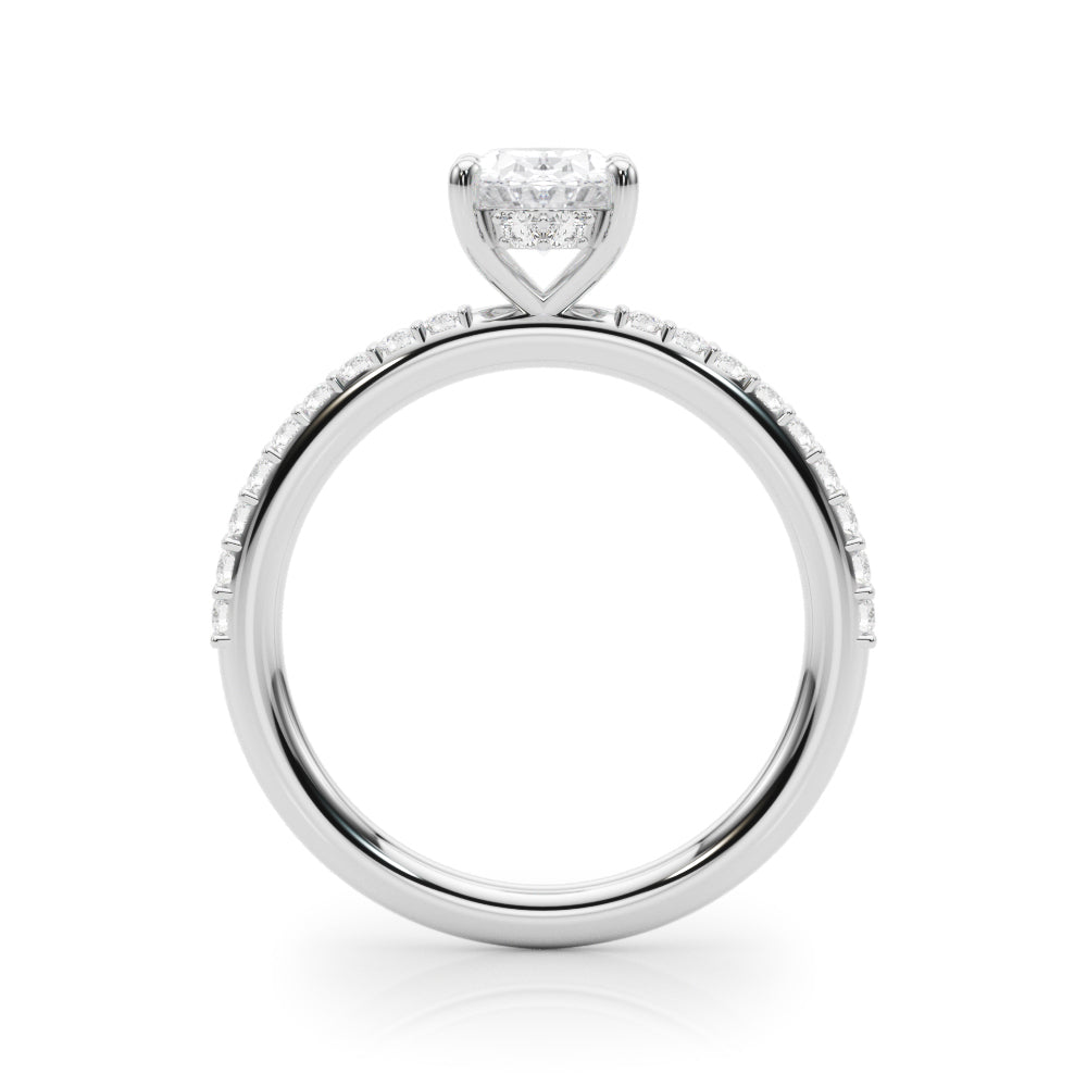 18K White Gold Lab Diamond Hidden Halo Oval Ring