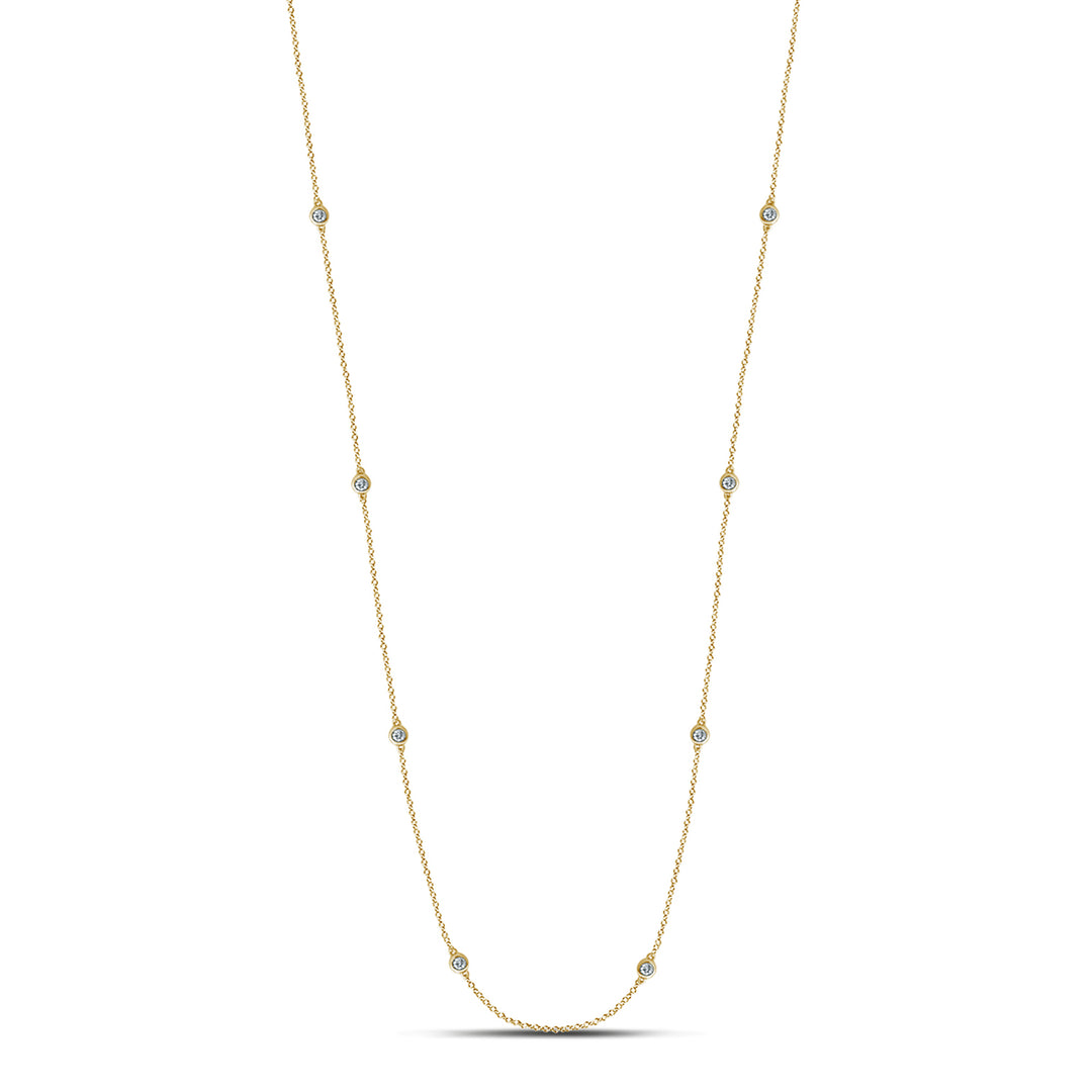 14K Yellow Gold Lab Diamond Delicate Chain Necklace