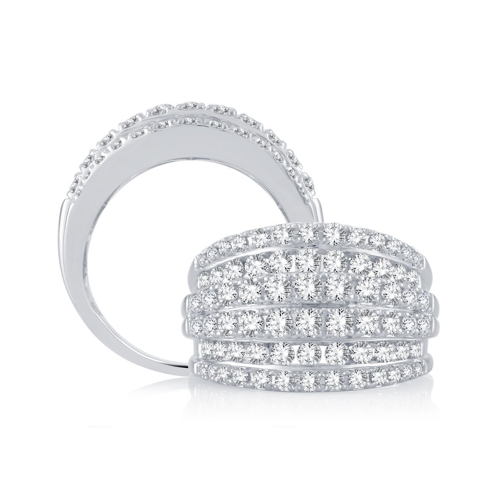 14k White Gold 2CT Lab Diamond Womens Anniversary Band