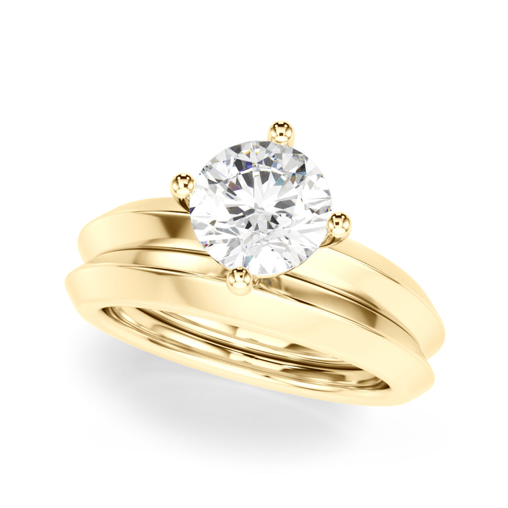 14K Yellow Gold 1ct Round Diamond Engagement Ring