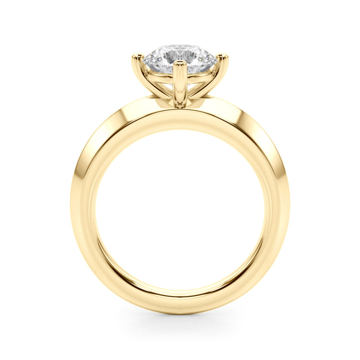 14K Yellow Gold 1ct Round Diamond Engagement Ring
