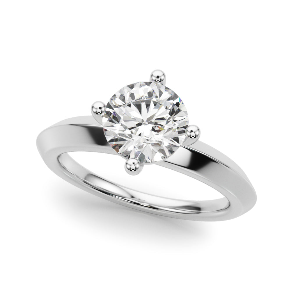 18K White Gold 1ct Round Diamond Engagement Ring