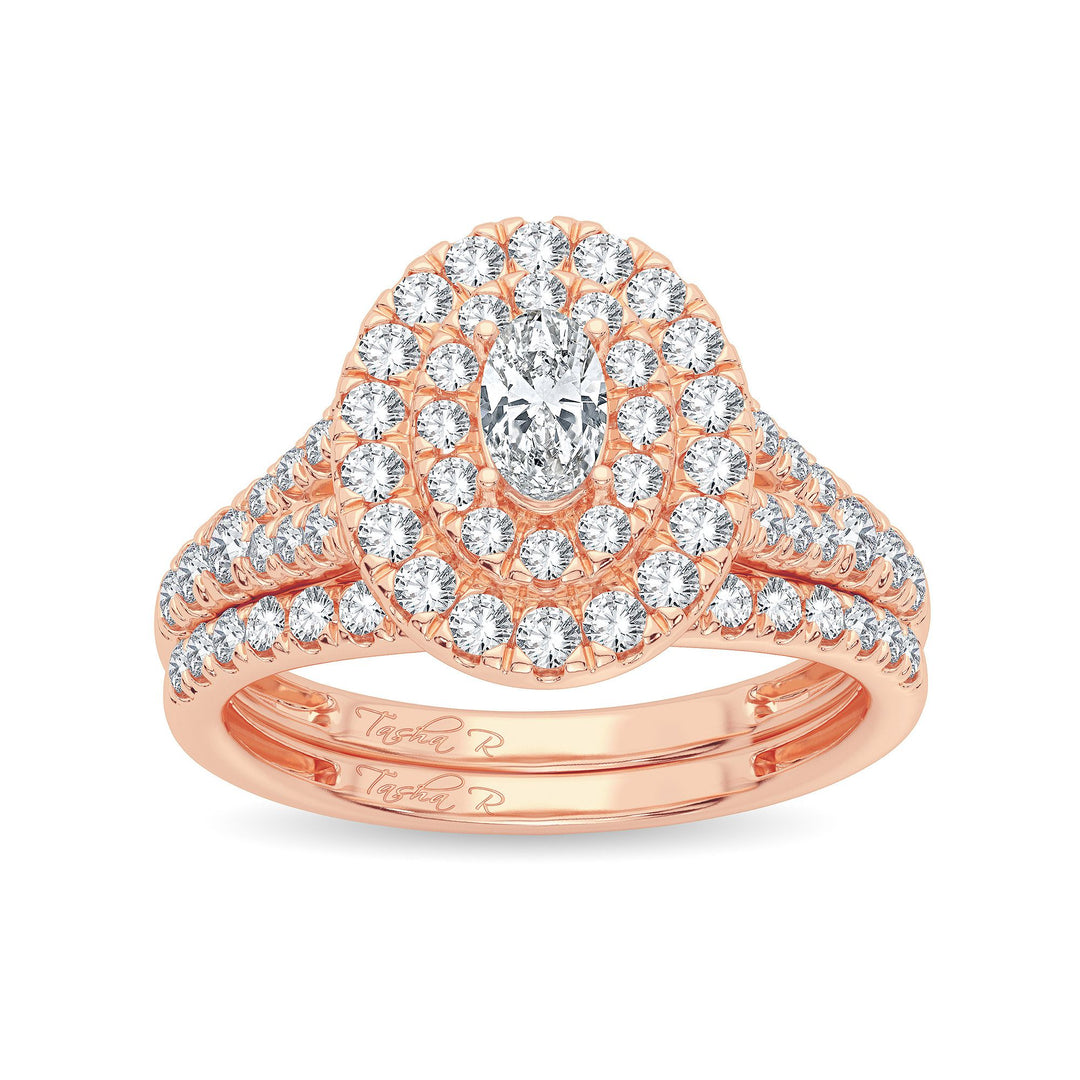 Romantic 14k Rose Gold Lab Diamond Bridal Ring 1CT