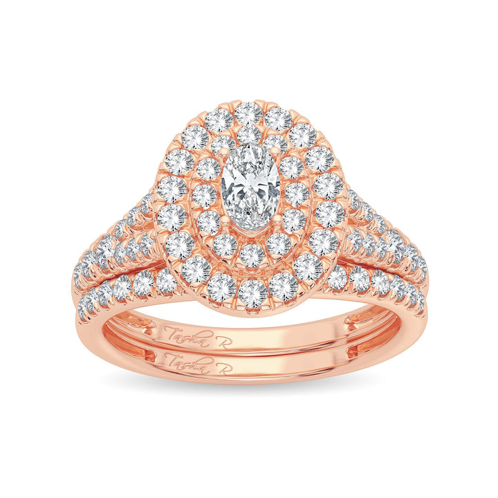 Romantic 14k Rose Gold Lab Diamond Bridal Ring 1CT