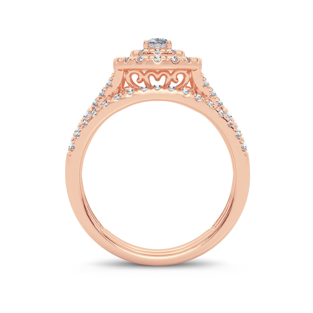 Romantic 14k Rose Gold Lab Diamond Bridal Ring 1CT