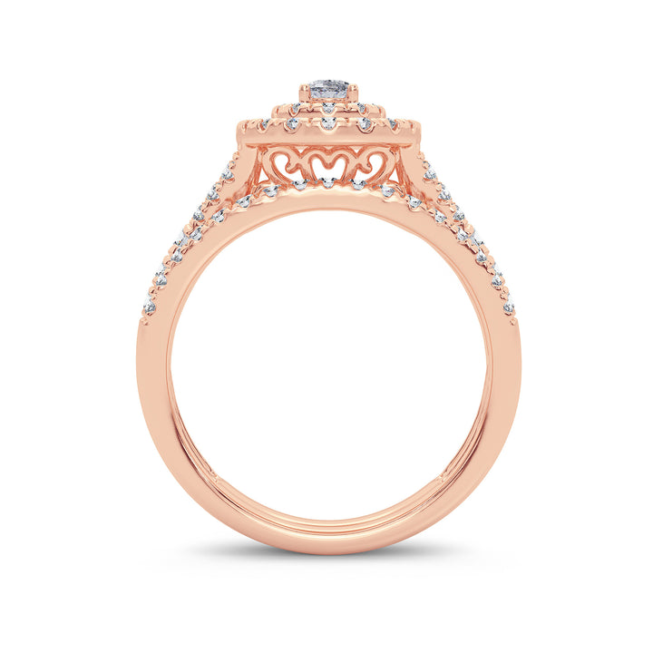 Romantic 14k Rose Gold Lab Diamond Bridal Ring 1CT