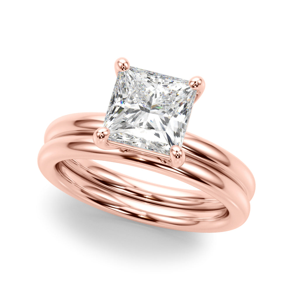 18K Rose Gold Princess Cut Lab Diamond Solitaire