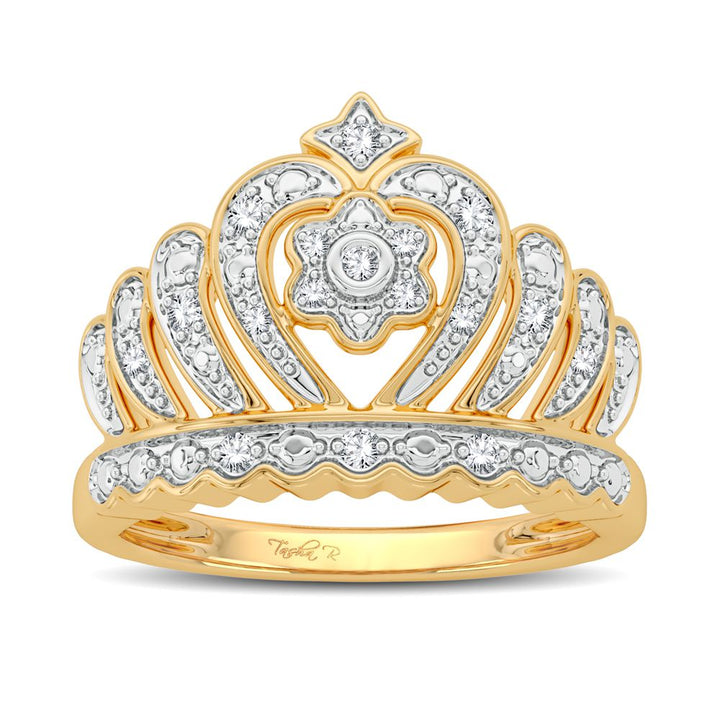 14k Yellow Gold Lab Diamond Womens Fashion Ring - 0.10CT