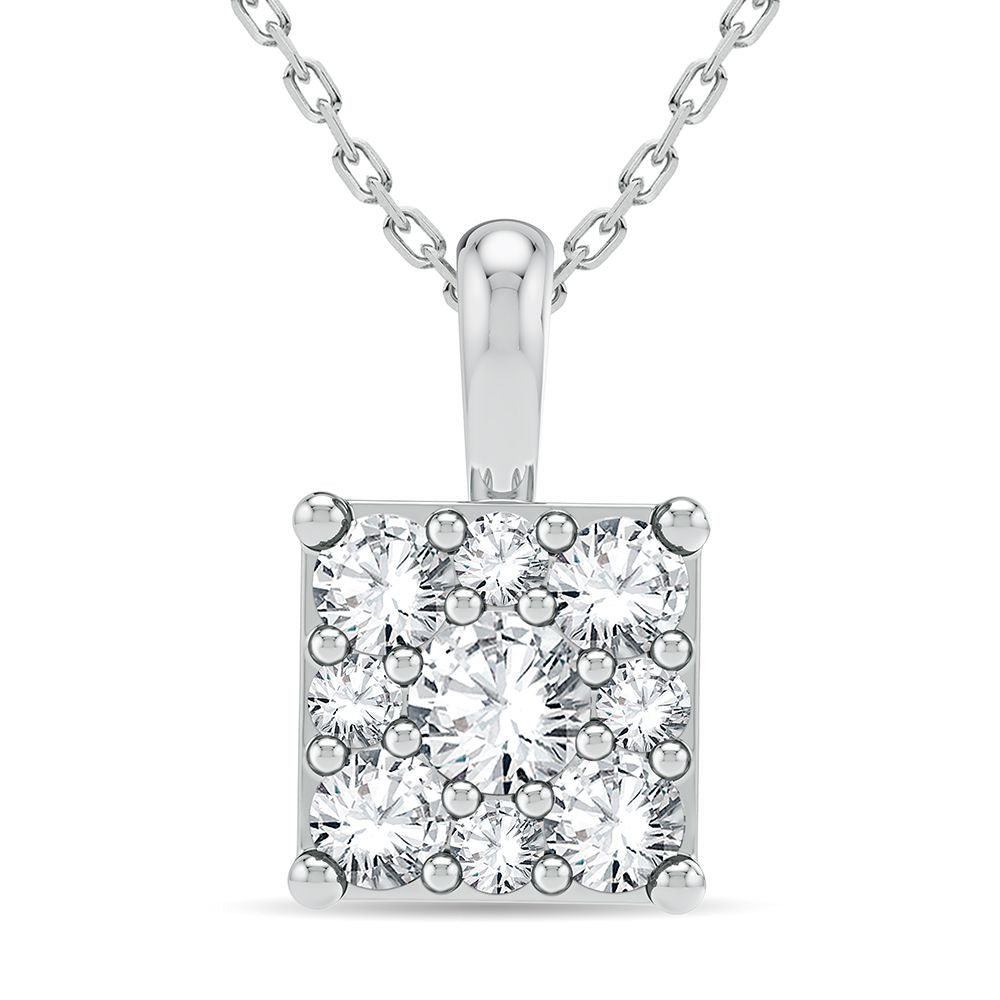 Chic 14k White Gold Lab Diamond Womens Pendant