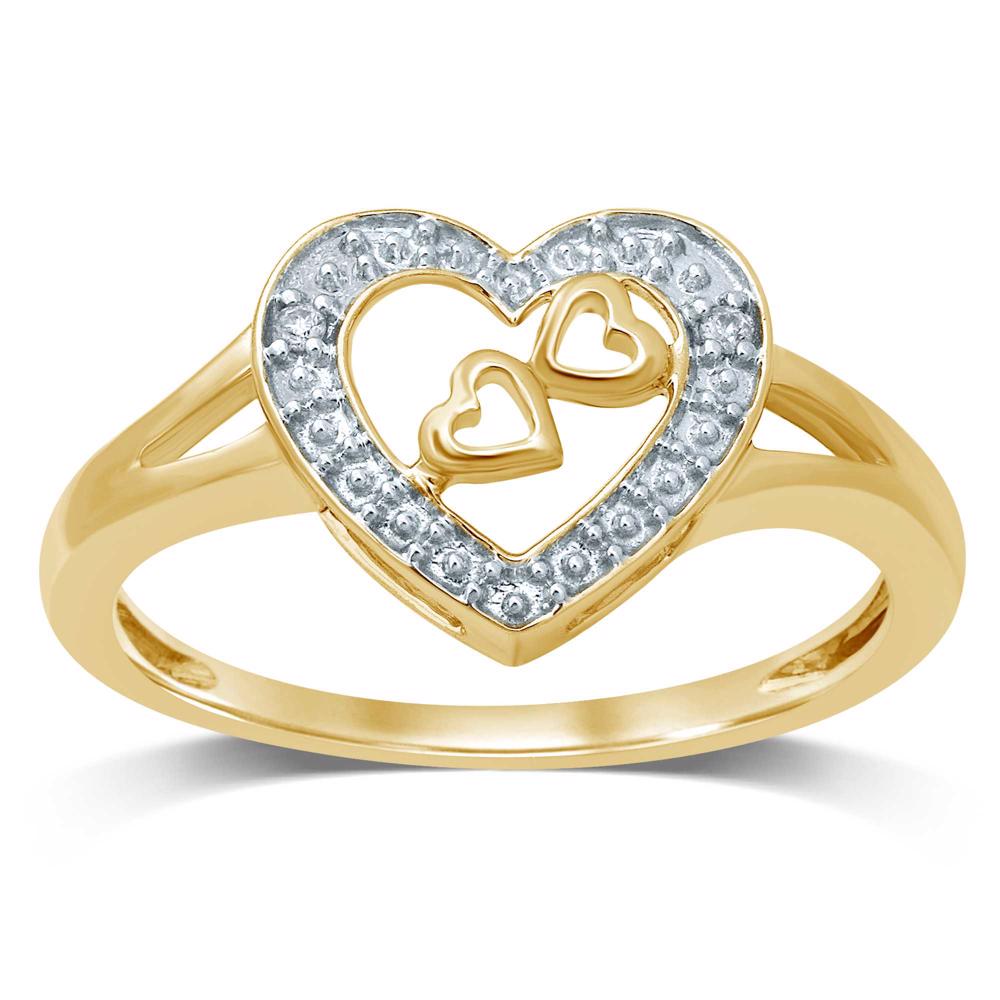Chic 10k Yellow Gold Petite Lab Diamond Fashion Ring