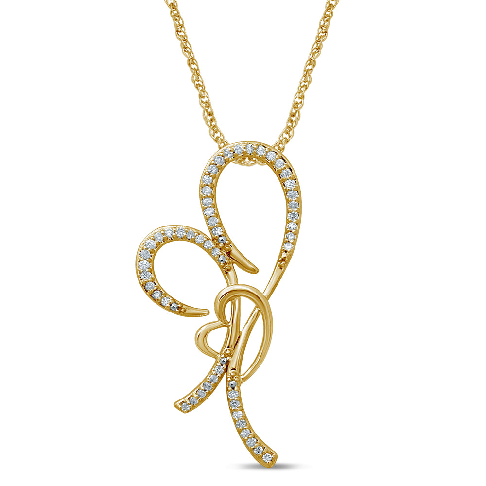 Chic 10k Yellow Gold 0.23CT Lab Diamond Womens Pendant