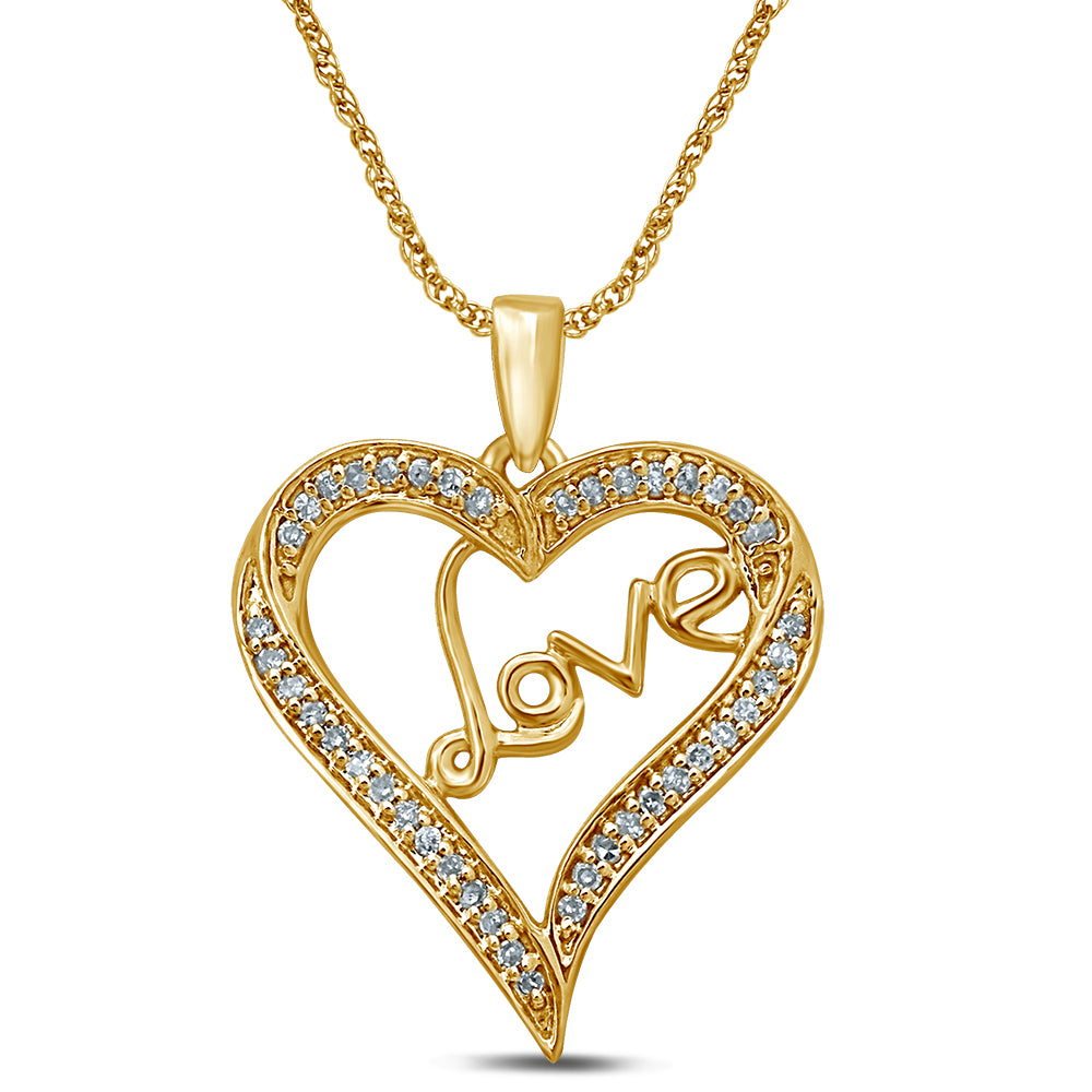 Chic 10k Yellow Gold Lab Diamond Womens Pendant Necklace