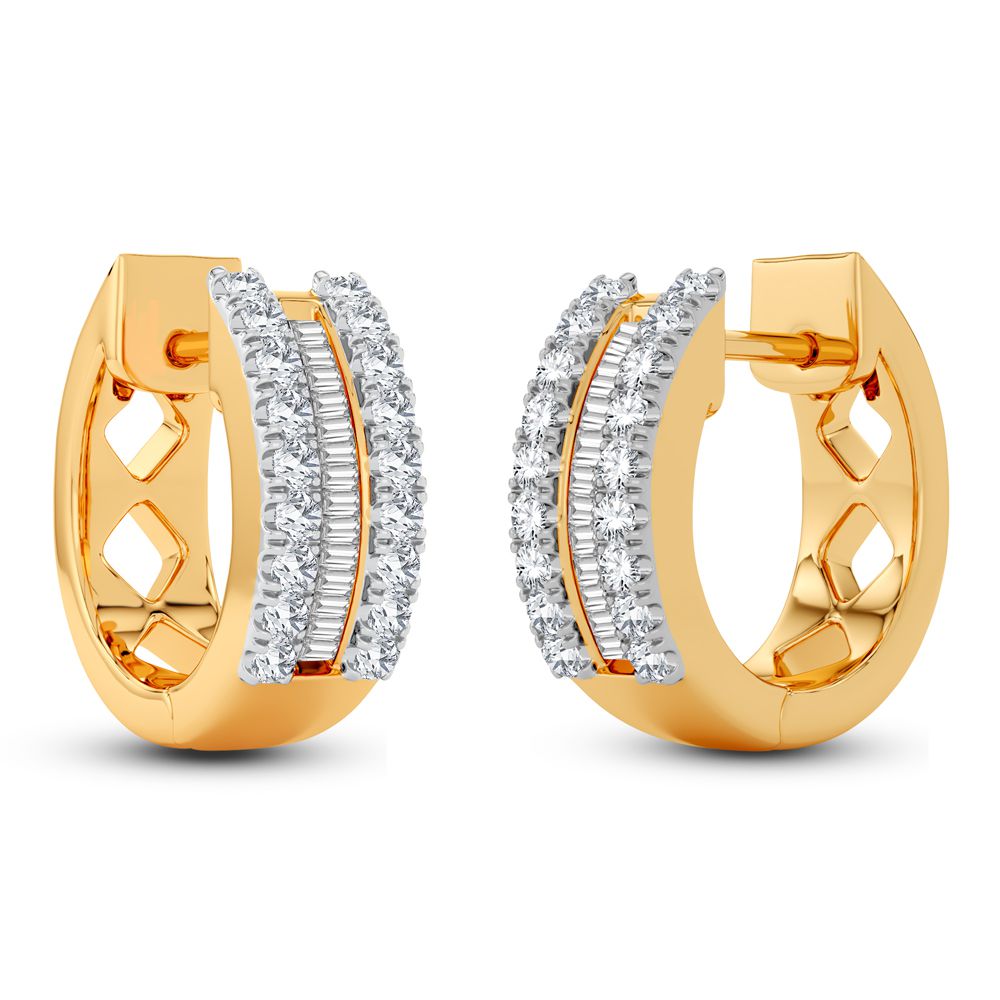 10k Yellow Gold Lab Diamond Hoop Earrings - Chic Sparkle