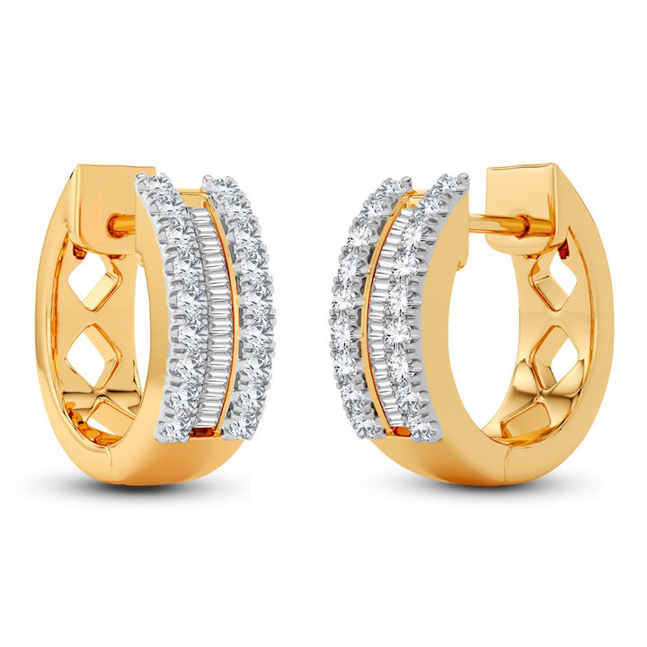 10k Yellow Gold Lab Diamond Hoop Earrings - Chic Sparkle