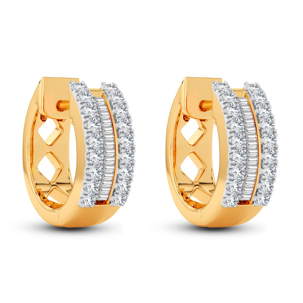 10k Yellow Gold Lab Diamond Hoop Earrings - Chic Sparkle