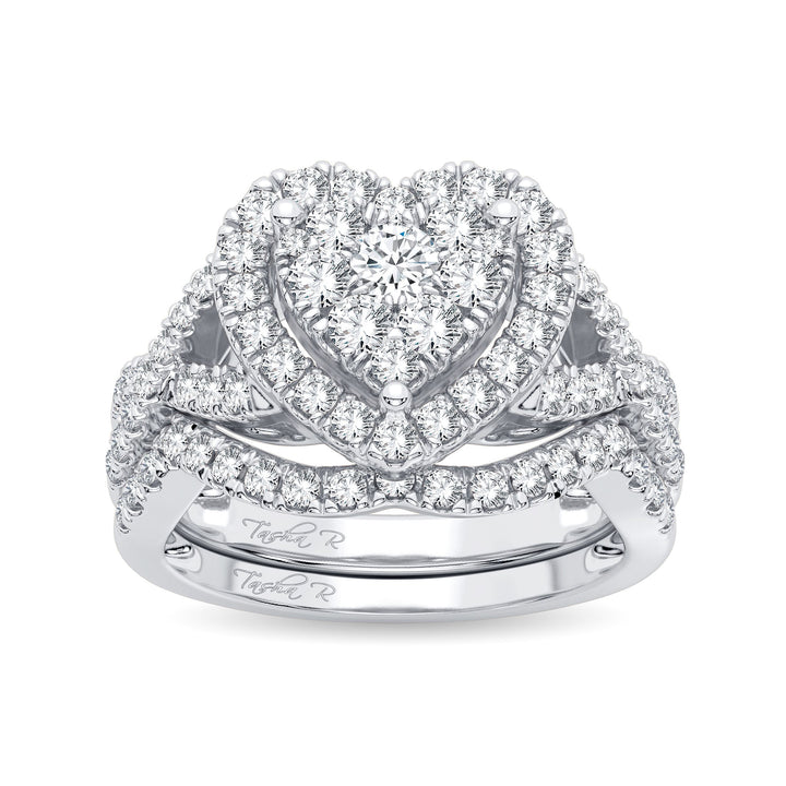 Brilliant 14k White Gold Lab Diamond Bridal Ring Set