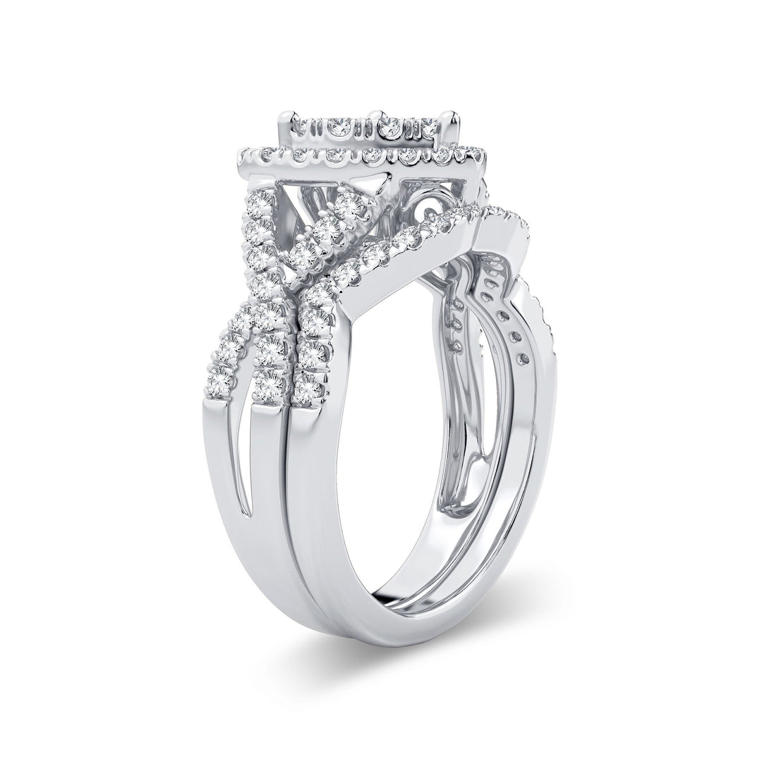 Brilliant 14k White Gold Lab Diamond Bridal Ring Set