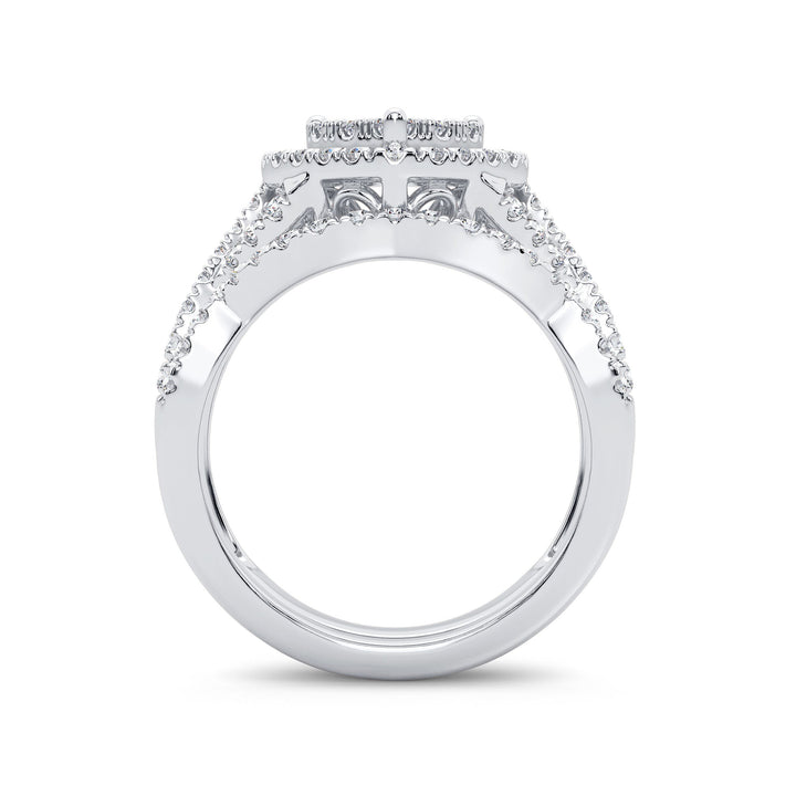 Brilliant 14k White Gold Lab Diamond Bridal Ring Set
