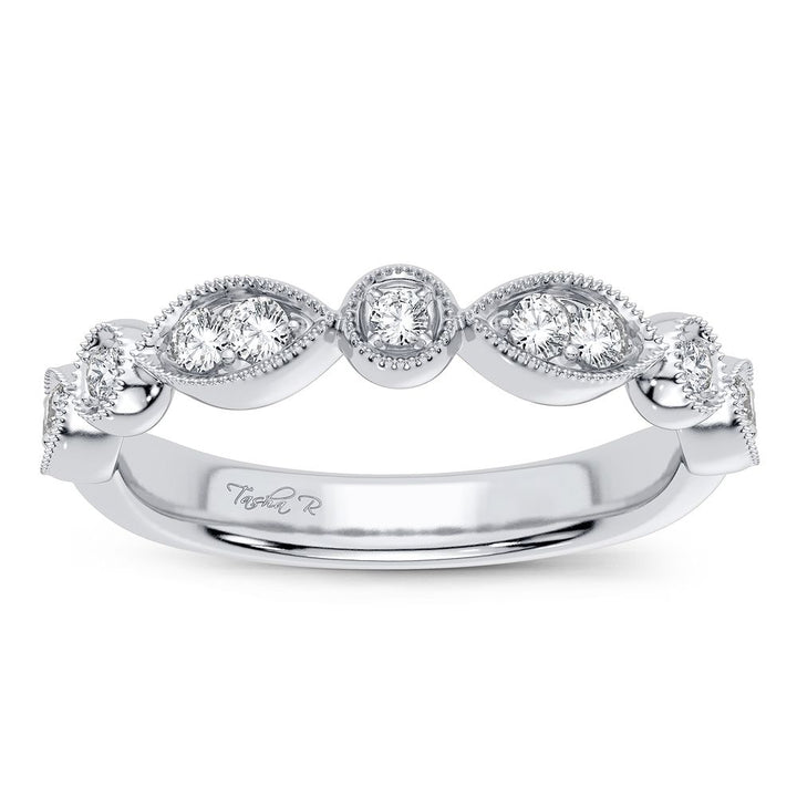 Chic 14k White Gold 0.17CT Lab Diamond Womens Fashion Band