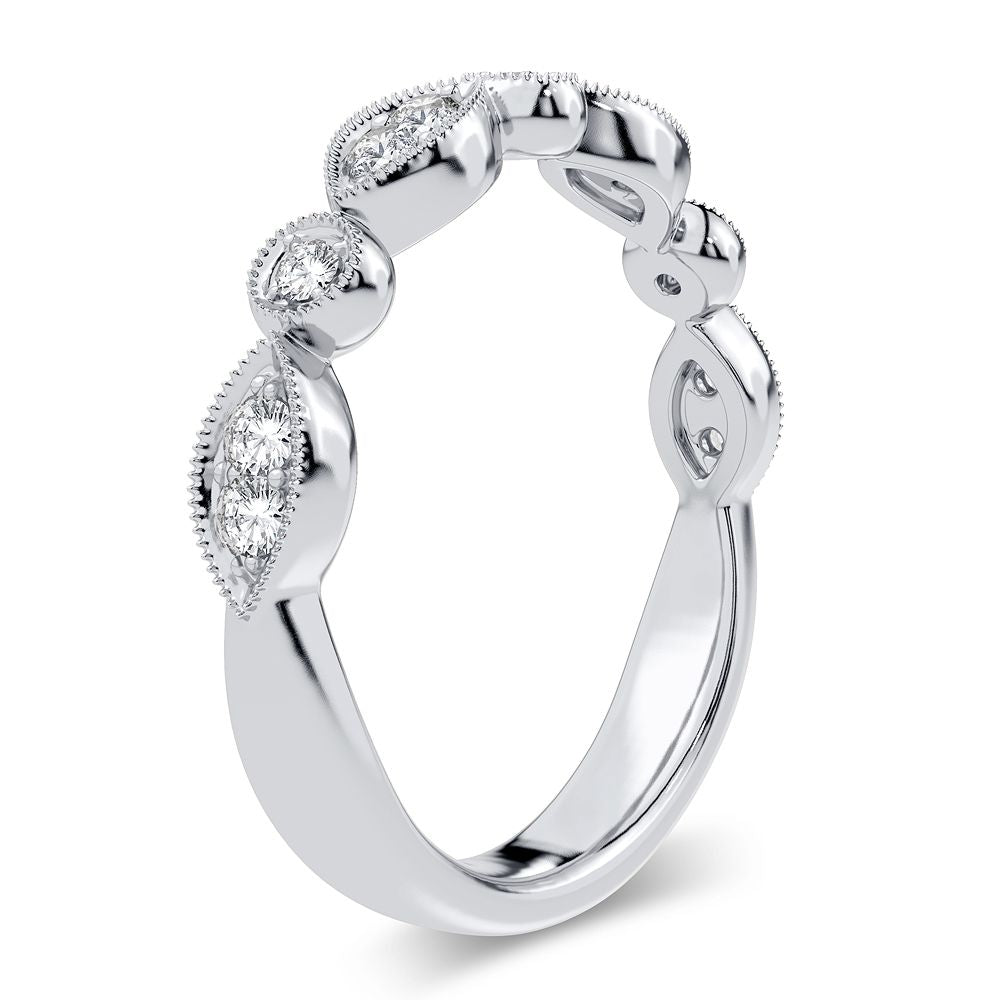 Chic 14k White Gold 0.17CT Lab Diamond Womens Fashion Band
