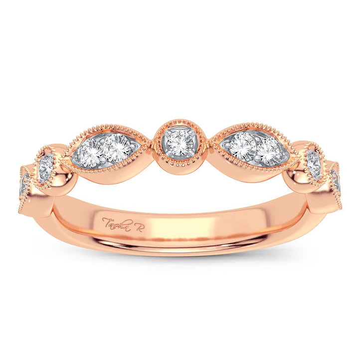 Delicate 14k Rose Gold Lab Diamond Womens Band