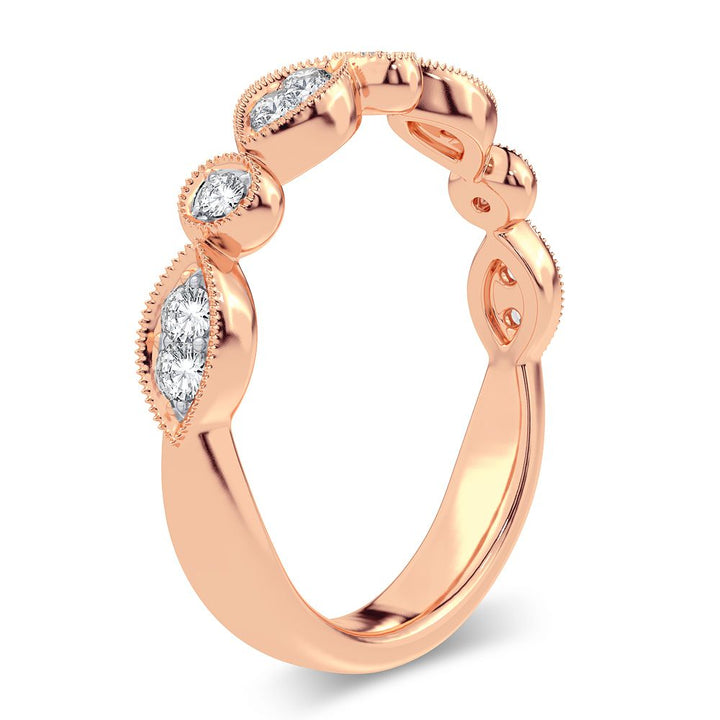 Delicate 14k Rose Gold Lab Diamond Womens Band