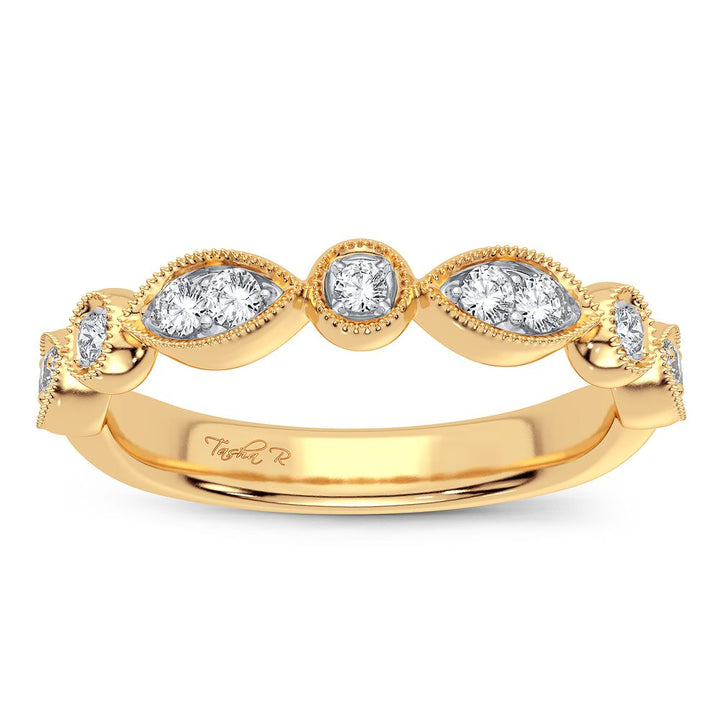 Chic 14K Yellow Gold 0.17CT Lab Diamond Womens Band