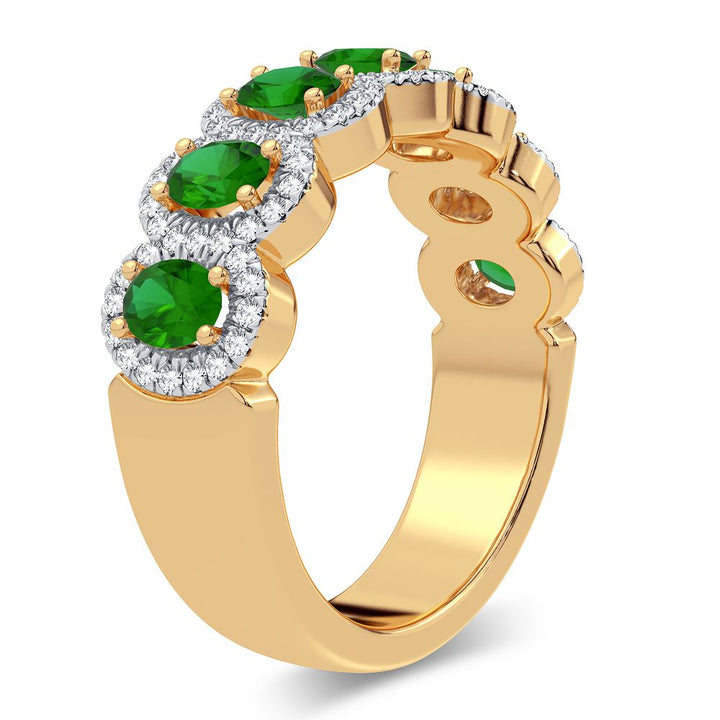 14K 0.26CT Diamond Emerald Ring