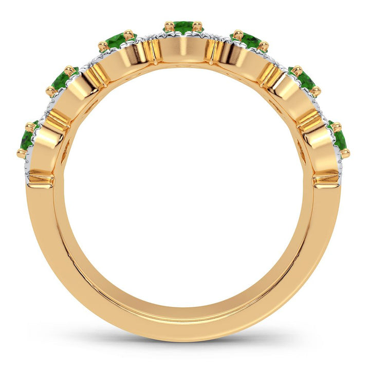 14K 0.26CT Diamond Emerald Ring