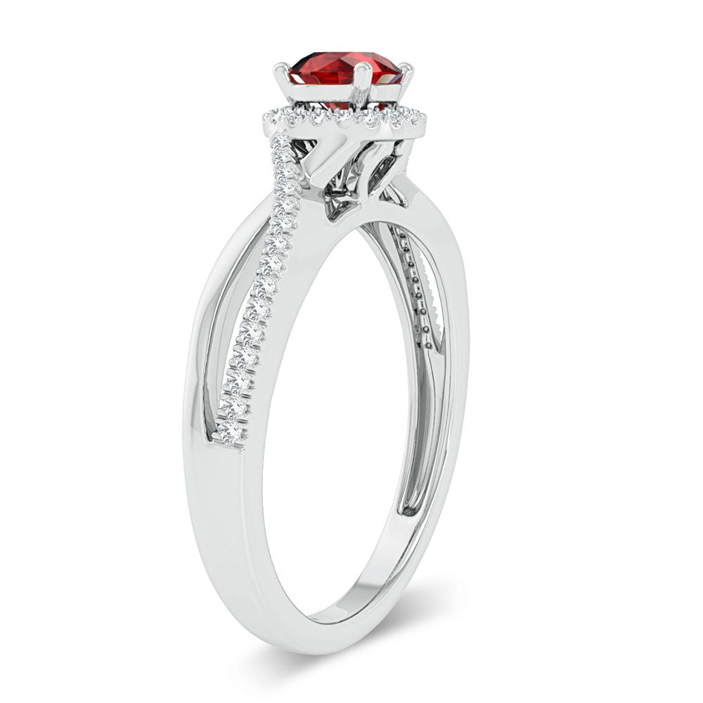 14K 0.10ct Diamond Ruby Ring