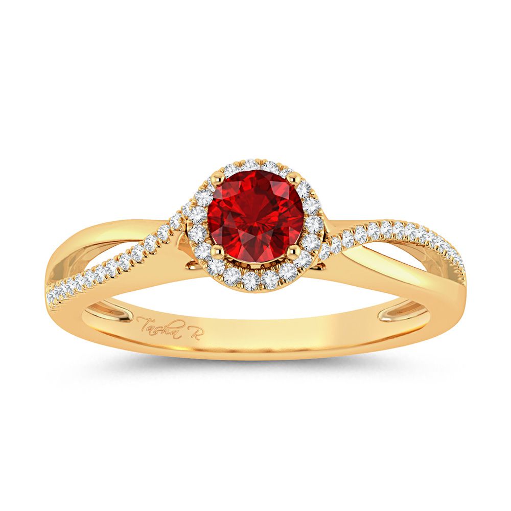 14K 0.10ct Diamond Ruby Ring