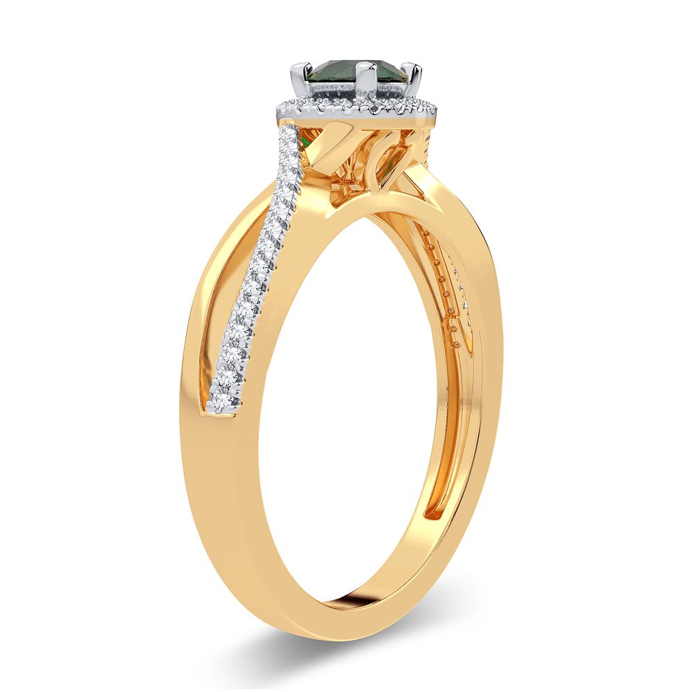 14K 0.10CT Diamond Emerald Ring