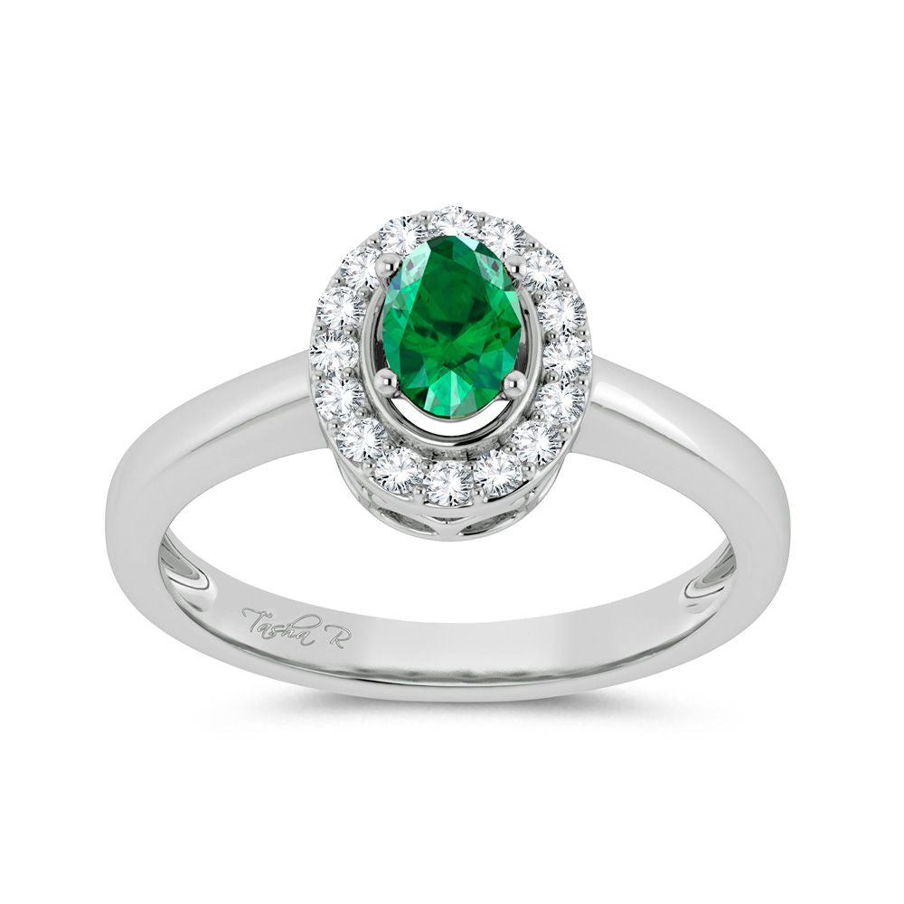 14K 0.15ct Diamond Emerald Ring