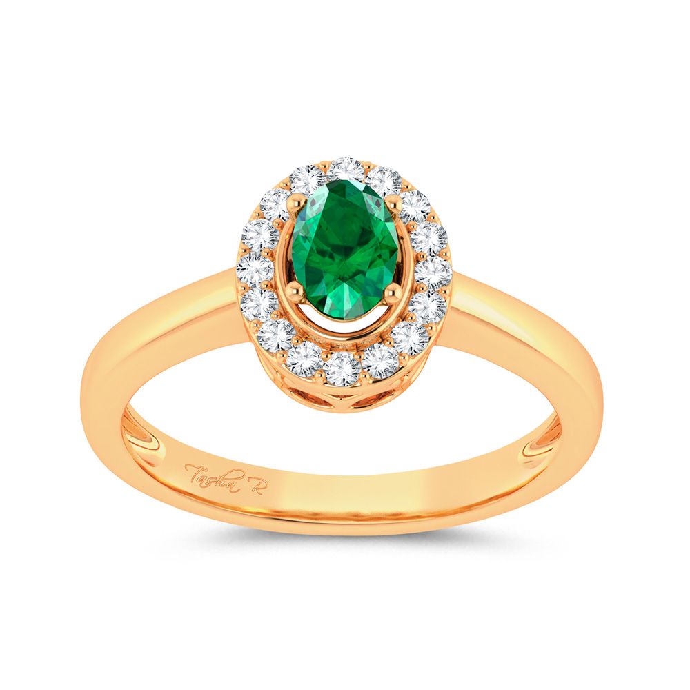 14K 0.15ct Diamond Emerald Ring