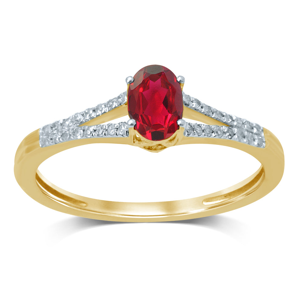 14K 0.10CT RUBY Diamond RING