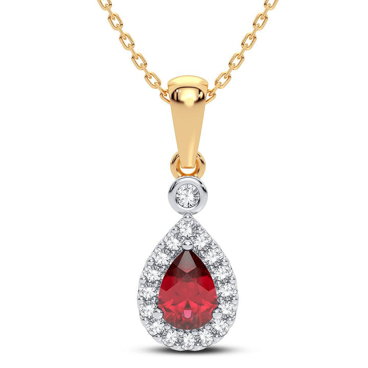 14K Yellow Gold Lab-Created Ruby & Diamond Pendant Charm
