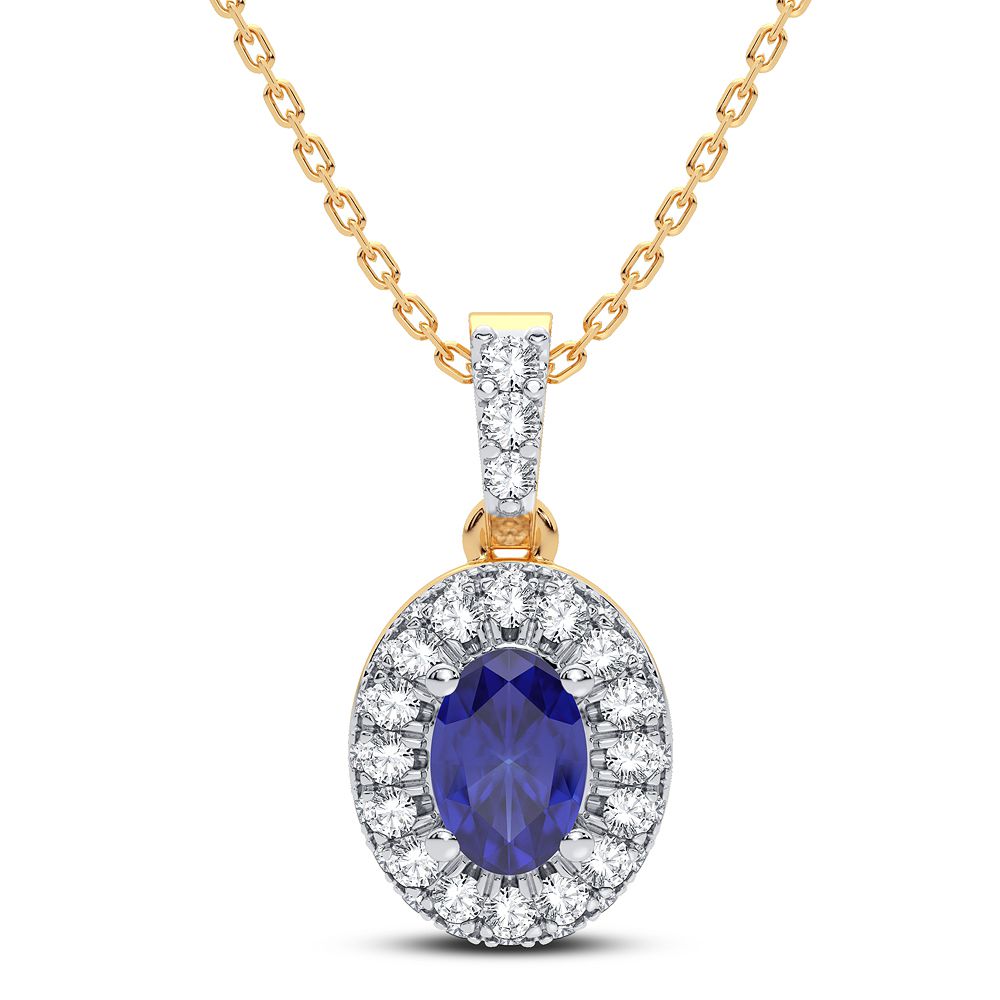 14K Yellow Gold Lab-Created Diamond & Sapphire Pendant Charm