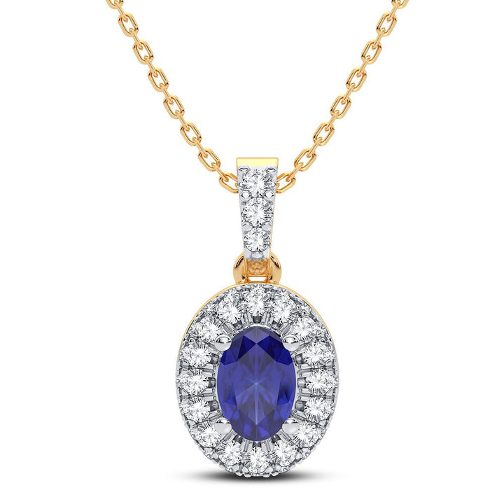 14K Yellow Gold Lab-Created Diamond & Sapphire Pendant Charm