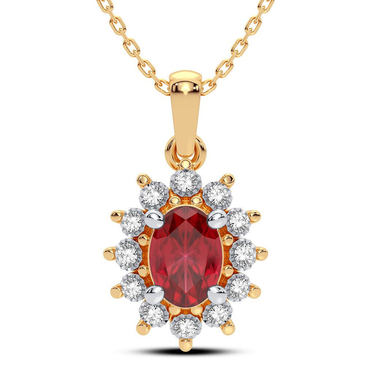 14K Yellow Gold Lab-Created Ruby & Diamond Pendant Charm