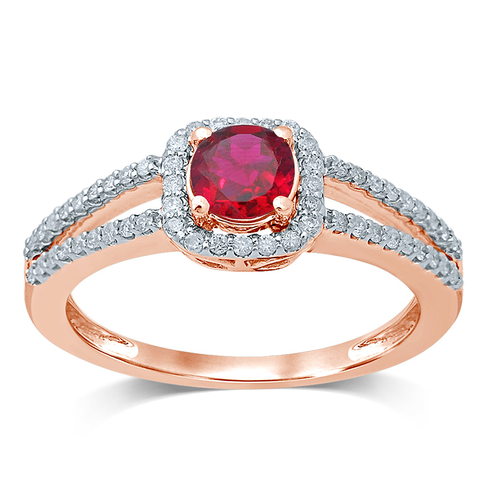 14K 0.25 CT  Diamond  RUBY   RING