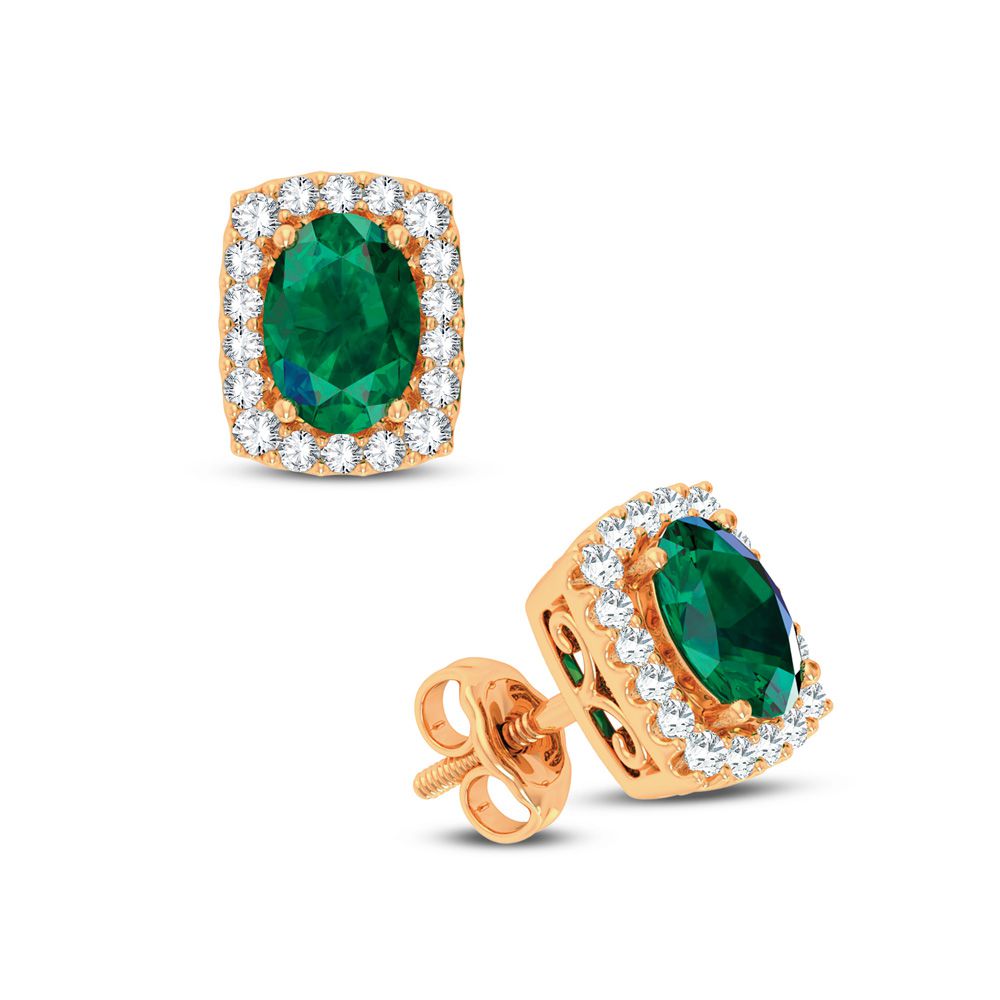 14K Yellow Gold Lab-Grown Diamond Womens Stud Earrings