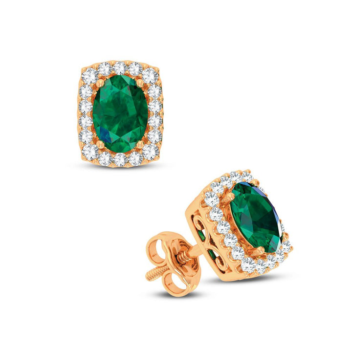 14K Yellow Gold Lab-Grown Diamond Womens Stud Earrings