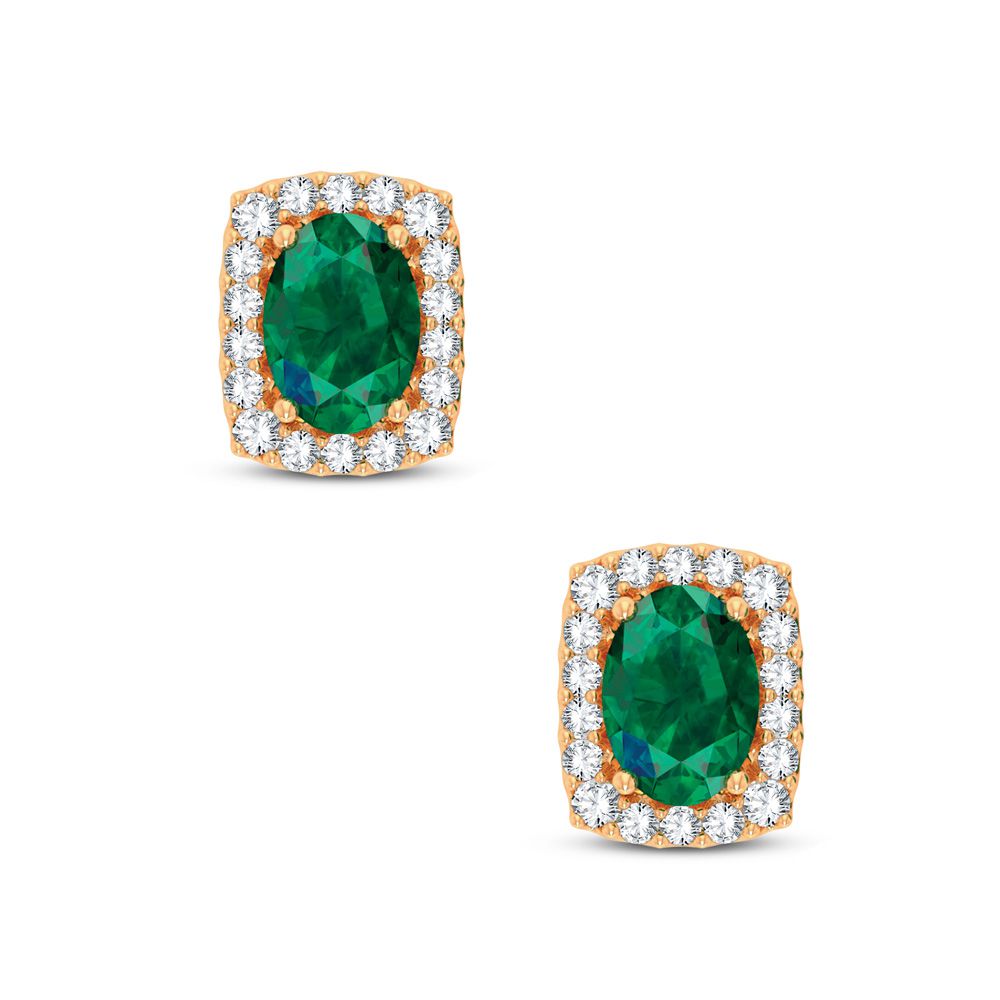 14K Yellow Gold Lab-Grown Diamond Womens Stud Earrings